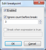 Edit breakpoint ablak 1.